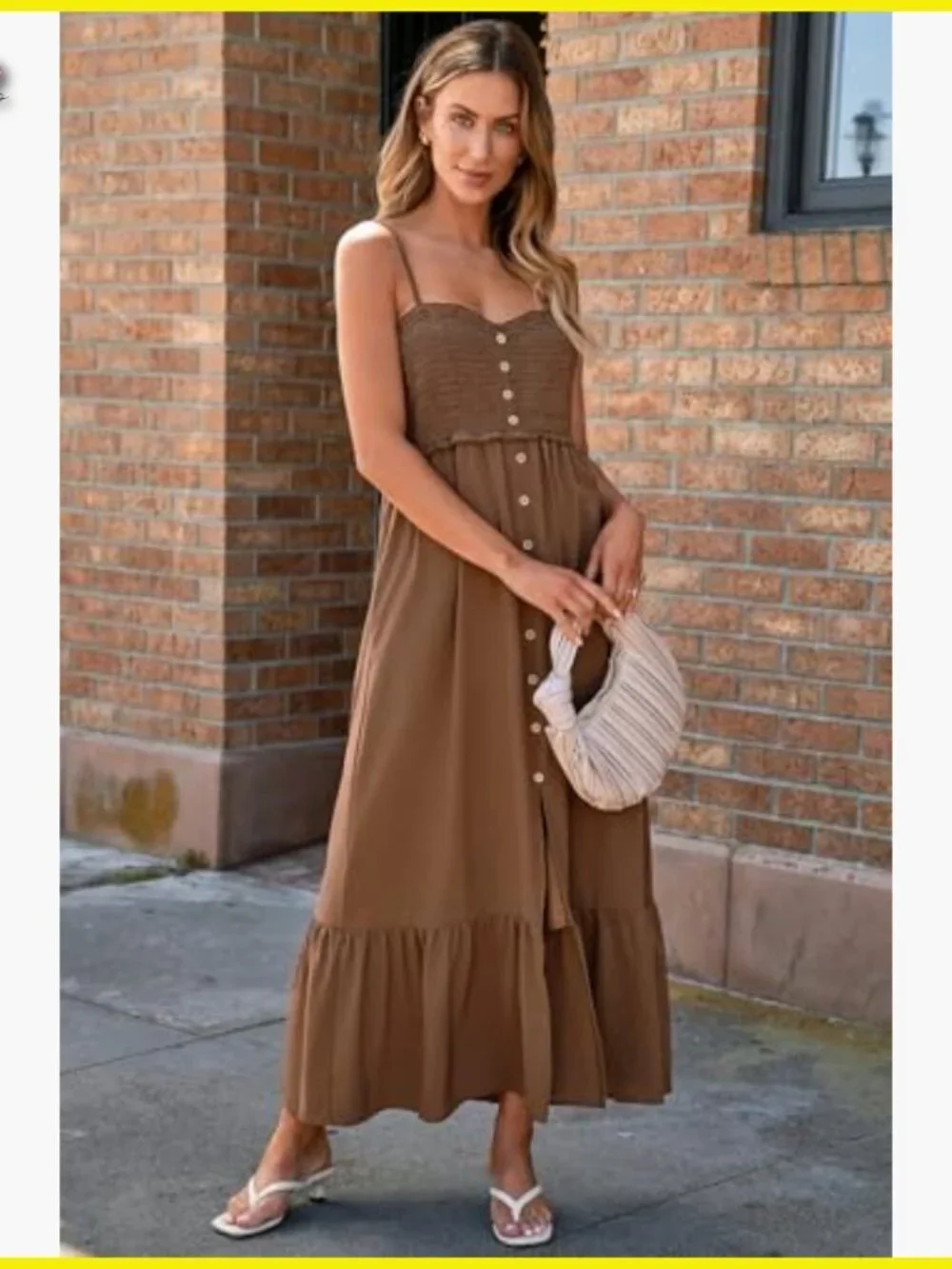 Sleeveless Smocked Maxi Dress Adjustable Spaghetti Straps Backless Boho Beach